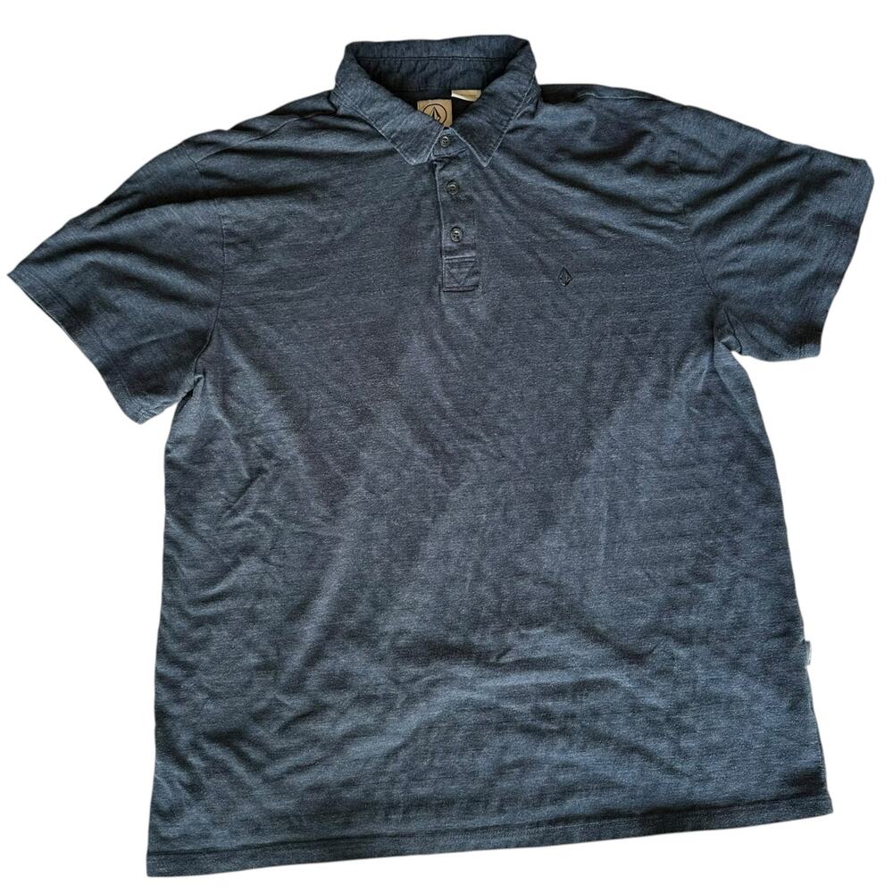 Volcom Mens Polo Shirt Size XL Navy Blue Golf Workwear Skater Retro Office